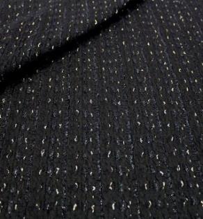 Жаккард костюмний CHANEL черно-синий з люрексом | Textile Plaza