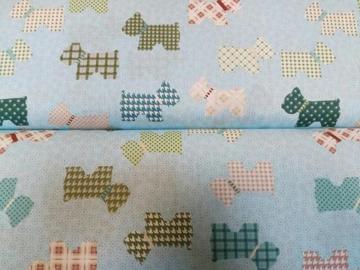Ткань для детского постельного белья, собачки на голубом фоне | Textile Plaza