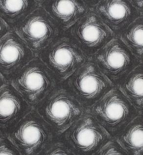 Вискоза (Италия, ширина 140 см) белые круги на черном | Textile Plaza