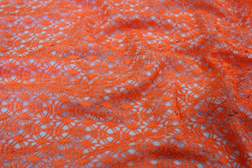 Гипюр цветной, оранжевого цвета | Textile Plaza