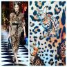 Шелк с эластаном Dolce&Gabbana принт кошки на леопардовом фоне | Textile Plaza