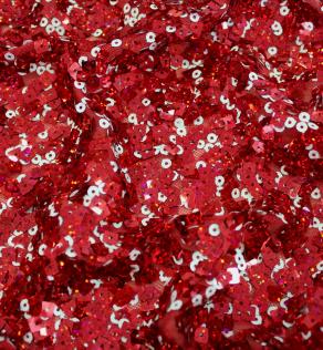 Сетка вышивка пайетками, белая с красным | Textile Plaza