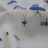 Віскоза Alta Moda принт сині бабки на білому фоні | Textile Plaza