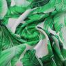 Шелк с эластаном Dolce&Gabbana принт зеленые листья на белом фоне | Textile Plaza