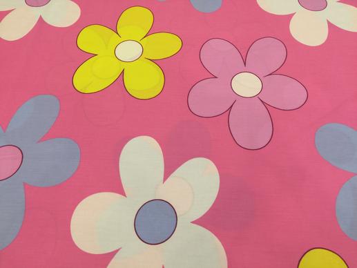 Сатин для постільної білизни, великі яскраві квіти на яскраво-рожевому фоні | Textile Plaza