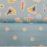 Ткань для детского постельного белья, морская тематика на голубом фоне | Textile Plaza