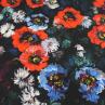 Шовк з еластаном Dolce&Gabbana яскраві квіти на чорному фоні | Textile Plaza