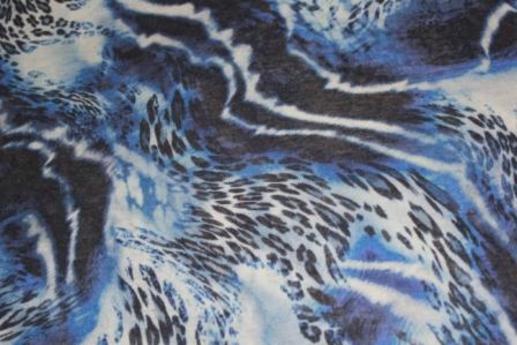 Трикотаж Італія синій леопардовий принт з розлученнями | Textile Plaza