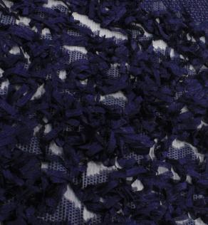 Жаккард ARMANI синий с органзой и вышивкой  | Textile Plaza