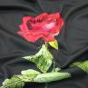 Трикотаж Dolce&Gabbana принт роза на черном фоне (купон) | Textile Plaza