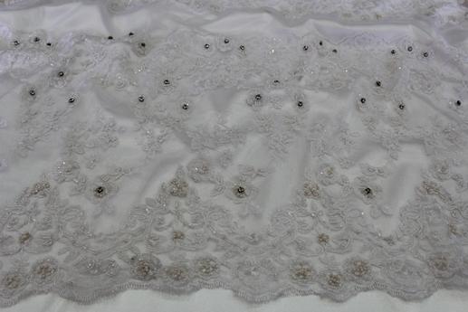 Сетка вышивка, белая | Textile Plaza