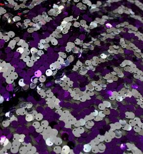 Сітка вишивка пайетками, срібло з фіолетовим | Textile Plaza