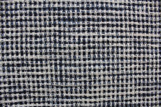Костюмна тканина Prada, біла з синім і чорним | Textile Plaza