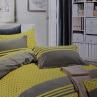 Сатин для постельного белья, горошек на сером и желтом | Textile Plaza
