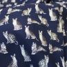 Шелк с эластаном Dolce&Gabbana принт мелкие кошки на синем фоне | Textile Plaza