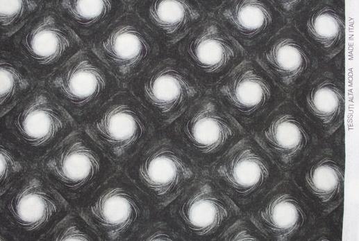 Вискоза (Италия, ширина 140 см) белые круги на черном | Textile Plaza