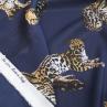 Шелк Dolce&Gabbana принт кошки на синем фоне | Textile Plaza