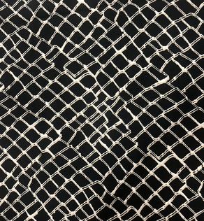 Льон, принт абстракція на чорному | Textile Plaza