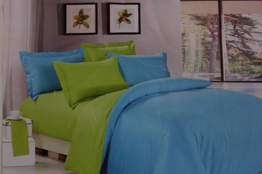 Сатин для постельного белья, голубой/зеленый | Textile Plaza