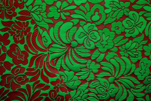 Жаккард PRADA зелено-бордовий квітковий принт | Textile Plaza
