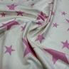 Сатин для постельного белья, розовые звездочки на белом | Textile Plaza