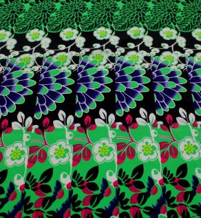 Льон Missoni квітковий принт на зеленому фоні | Textile Plaza