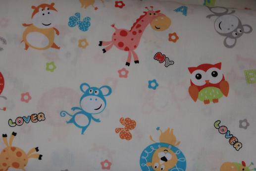 Тканина для дитячої постільної білизни, милі різні звірятка | Textile Plaza
