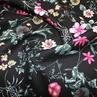 Коттон под лен розовые цветы на черном фоне | Textile Plaza