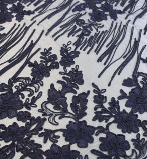 Сетка вышивка, темно-синяя | Textile Plaza
