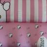 Ткань для детского постельного белья, Hello Kitty, розово-белые полосы | Textile Plaza