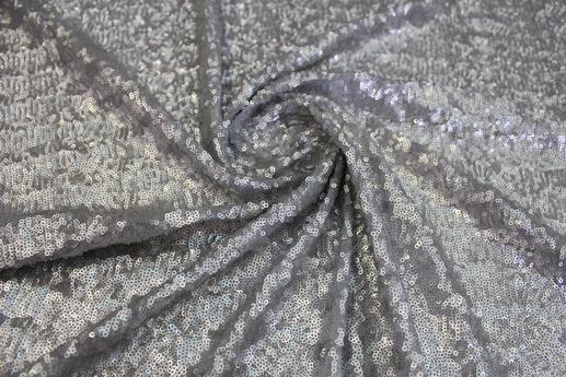 Сетка вышивка пайетками, серебро | Textile Plaza