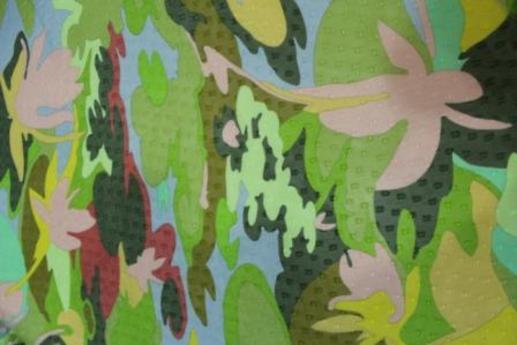 Шелк MISSONI абстрактный цветочный принт в зеленой гамме | Textile Plaza