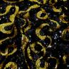Сетка вышивка пайетками, черный с золотом, завитки | Textile Plaza