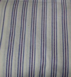 Льняное полотно, синие и фиолетовые полосы на белом | Textile Plaza