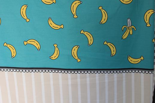 Ткань для постельного белья, бананы, бело-зеленый фон | Textile Plaza