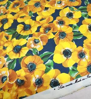 Шелк Италия желтые маки D&G (остаток 150см, ) | Textile Plaza