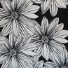Лен черно-белые цветы | Textile Plaza