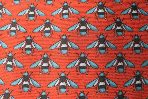 Вискоза GUCCI принт пчелы на оранжевом фоне | Textile Plaza
