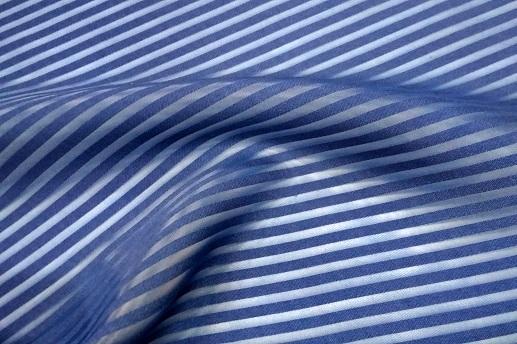 Органза жаккард, полоска, темно-синяя | Textile Plaza