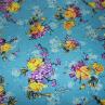 Шелк Dolce&Gabbana цветочный принт на голубом фоне | Textile Plaza