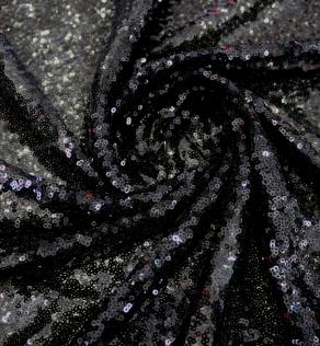 Сетка вышивка с пайетками, цвет черный | Textile Plaza