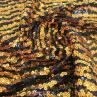 Сітка вишивка пайетками, чорна із золотом | Textile Plaza