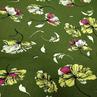 Вискоза штапель Креш принт цветы на оливковом | Textile Plaza