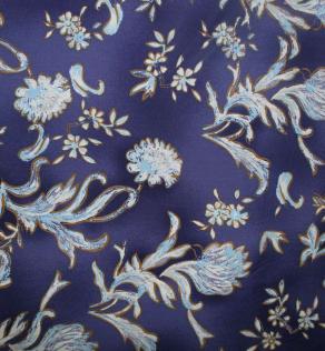 Хлопок цветной Alberta Ferretti (Италия) голубые цветы на фиолетовом | Textile Plaza