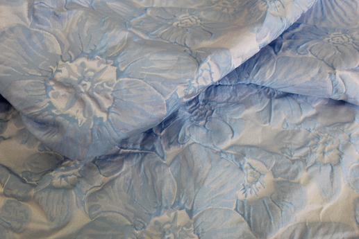 Костюмная ткань жаккард, голубые цветы | Textile Plaza