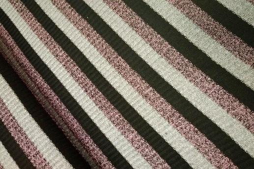 Трикотаж люрекс, полоски черный/розовый/белый | Textile Plaza