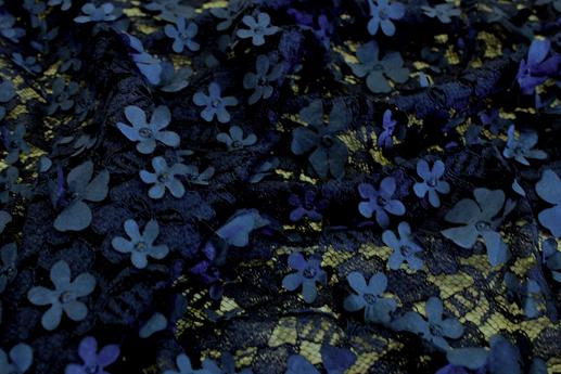 Сетка вышивка, цвет темно-синий | Textile Plaza