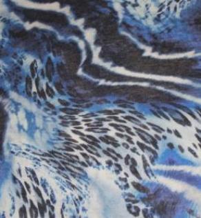 Трикотаж Италия синий леопардовый принт с разводами | Textile Plaza