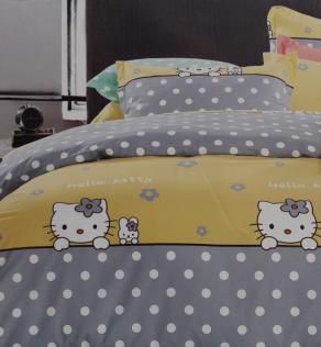 Ткань для детского постельного белья, Hello Kitty, цветочки, горошек | Textile Plaza