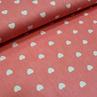 Сатин для постельного белья, белые сердечки на розовом | Textile Plaza